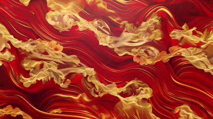 Wall Mural - red gold wave pattern background, chinese new years background	
 