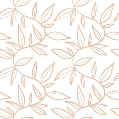 Poster - Leaf pattern, seamless repeating vector backgorund with leaves, climbing vine wallpaper design