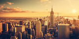 Fototapeta  - Cityscape of New York City in warm colors at sunset