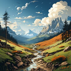 Wall Mural - Wallpaper or background of relaxing landscapes at night