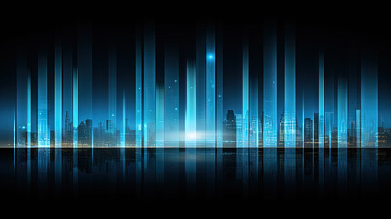 Aufkleber - Business abstraction with infographics style data blocks in blue glowing lights.