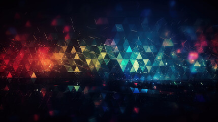 Poster - Abstract background with structure of neon triangles and technology style.