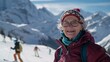 © Maelgoa - Elderly woman enjoys a sunny day on the ski slopes in the mountains