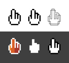 Leinwandbilder - Pixel art outline sets icon of hand click in variation color. Pointer icon on pixelated style. 8bits perfect for game asset or design asset element for your game design. Simple pixel art icon asset