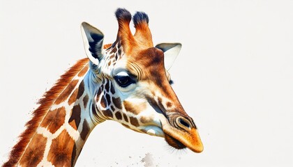 Wall Mural - giraffe watercolor illustration isolated on white background