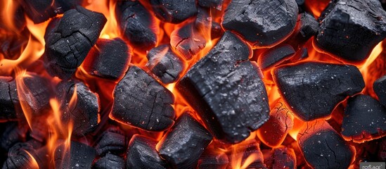 Aufkleber - Photo of hot sparking live coals burning spark of bonfire. with copy space image. Place for adding text or design