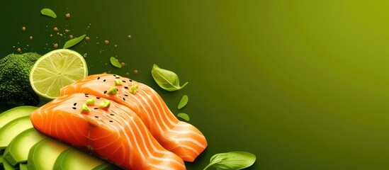 Aufkleber - Tartar with salmon fish and avocado. with copy space image. Place for adding text or design