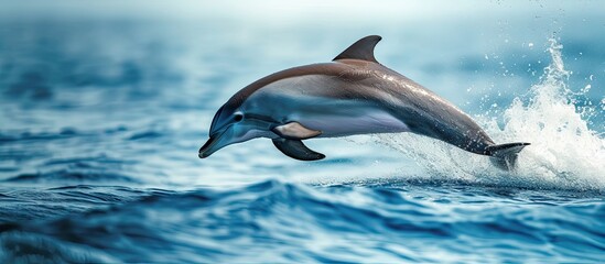Aufkleber - dolphin ocean wave with animal Bottlenosed dolphin Tursiops truncatus in the blue water Wildlife action scene from ocean Dolphin jumping from the sea Funny animal image. with copy space image