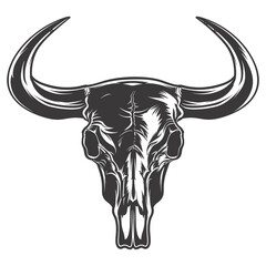 Wall Mural - Silhouette bull head skull black color only full