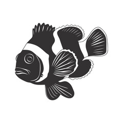 Silhouette clownfish black color only full body