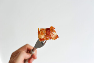 Poster - garfo com carne de porco com bacon suculento 