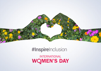 Wall Mural - International women's day concept poster. Woman sign illustration background. 2024 women's day campaign theme- #InspireInclusion