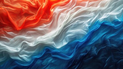Wall Mural - Abstract digital background or texture design of dutch flag colors, Netherland Holland national country symbol illustration wavy silk fabric background