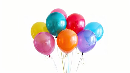 Poster - A bunch of multicolored balloons with helium on background