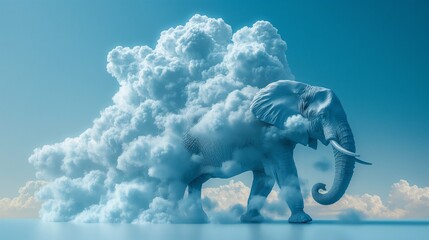 Canvas Print - puffy white elephant cloud