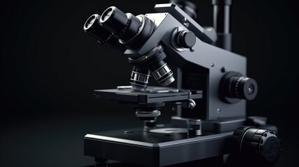 Aufkleber - Close-up of a microscope with a black background, perfect for scientific and educational projects