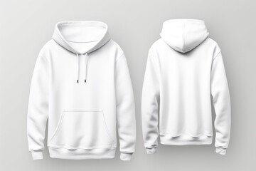 Canvas Print - A simple white hoodie against a gray backdrop. Perfect for fashion or casual wear concepts