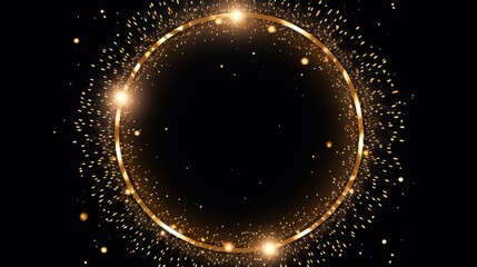 Poster - A circle of gold sparkles on a dark black background. Perfect for adding a touch of elegance and glamour to any design project