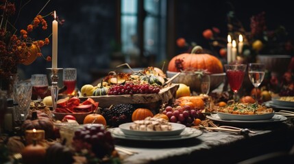 Poster - A table filled with various plates of food, perfect for food and restaurant concepts