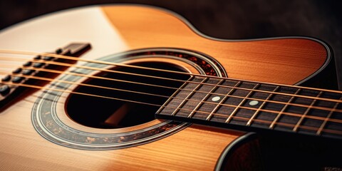 Poster - Detailed image of an acoustic guitar, suitable for music-related projects