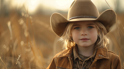 Sticker - Adorable Child Dressed as a Cowboy