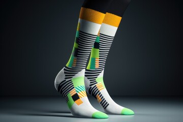 Poster - Bright striped socks, perfect for adding a pop of color to any outfit. Great for fashion or lifestyle concepts