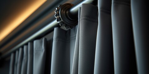 Poster - Close-up view of a curtain on a window. Ideal for interior design concepts