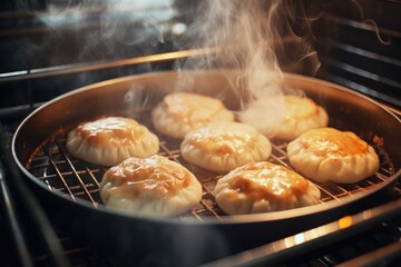 Wall Mural - Dumplings baking in oven, perfect for food and cooking concepts