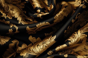 Poster - Close up shot of black and gold fabric, perfect for backgrounds or textures