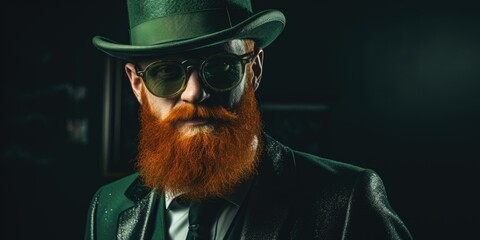 Aufkleber - A man with a red beard wearing a hat and glasses, suitable for various concepts