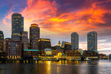 Canvas Print - Boston cityscape at night