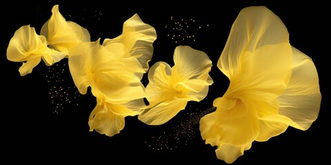 Aufkleber - Bright yellow flowers contrasting against a dark black background, perfect for adding a pop of color to any design project