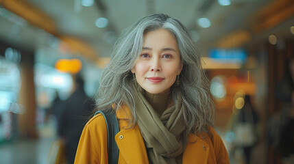 Poster - Elegant Woman with Gray Hair on the Streets