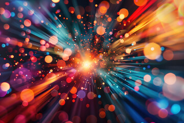 Poster - Abstract background with motion, lights and bokeh. A slide background for showcasing digital content. Background image. Created with Generative AI technology.