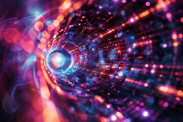 Poster - Abstract background with motion, lights and bokeh. A slide background for showcasing digital content. Background image. Created with Generative AI technology.