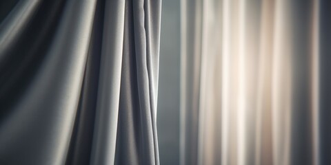 Poster - Detailed shot of a curtain in a room, suitable for interior design concepts
