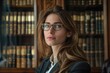 © dark_blade - female lawyer in her cabinet or library. ai generated