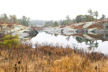 Lakes along the road approaching Manitoulin Island.