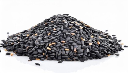 Wall Mural - black sesame seeds isolated on white background