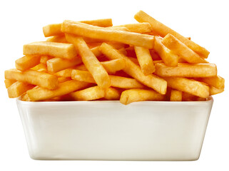 Wall Mural - tigela com porção de batatas fritas crocante isolado em fundo transparente