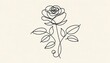 A rose depicted with a single unbroken line, capturing its essence. AI Generated