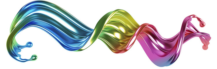 Poster - Abstract 3D colorful paint curl, chromatic twisted flowing shape isolated on transparent background
