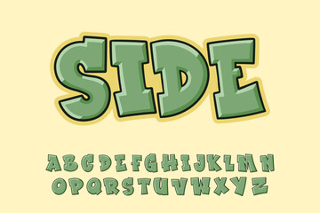 Wall Mural - Alphabet Green Graffiti 3D text vector Letters