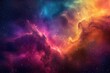 A vibrant space scene featuring a multitude of stars and clouds in different colors, Iridescent swirls of a colorful nebula cloud in deep space, AI Generated