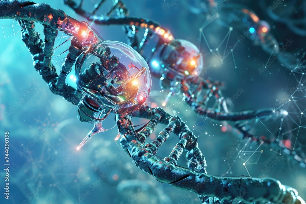 This computer-generated image showcases the intricate structures of a ...
