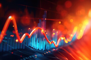 Poster - Abstract Image of a Bar Chart, An upward sloping, sharp curve representing rapid inflation, AI Generated
