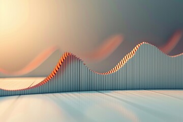 Poster - This photo showcases a 3D rendering of a series of wavy lines, creating a visually dynamic pattern, An upward sloping, sharp curve representing rapid inflation, AI Generated