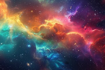 an image capturing the colorful expanse of space, brimming with numerous twinkling stars, psychedeli