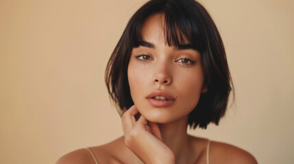 Wall Mural - portrait of a young woman with clean, fresh skin.