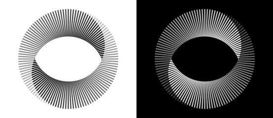 Poster - Spiral with lines as dynamic abstract vector background or logo or icon. Yin and Yang symbol. Design element or icon. Black shape on a white background and the same white shape on the black side.